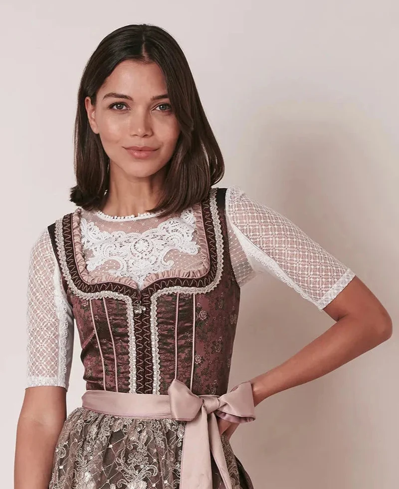 Dirndlbluse Krüger Collections, Guiliana, ecru, hochgeschlossen