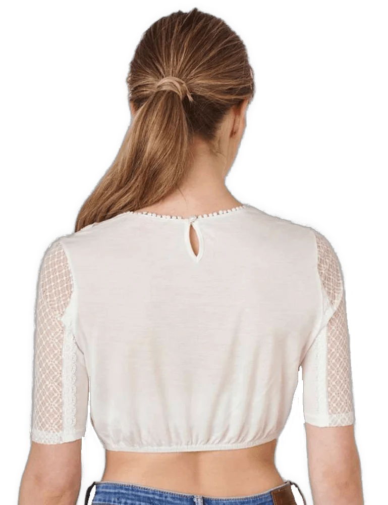 Dirndlbluse Krüger Collections, Guiliana, ecru, hochgeschlossen