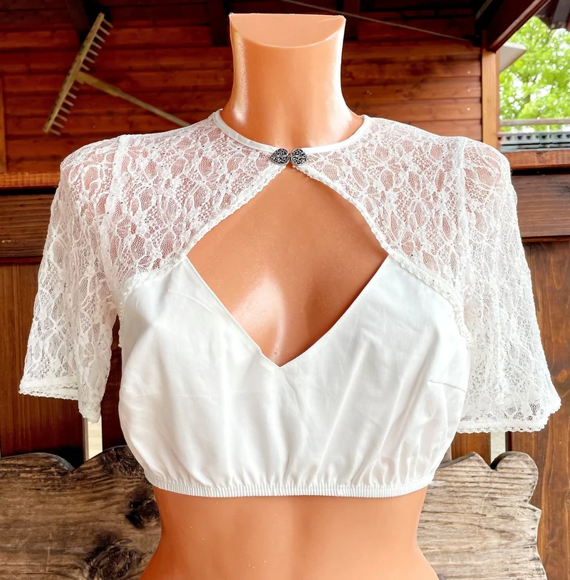Dirndlbluse Krüger Collections, Hanna, ecru, kurzarm