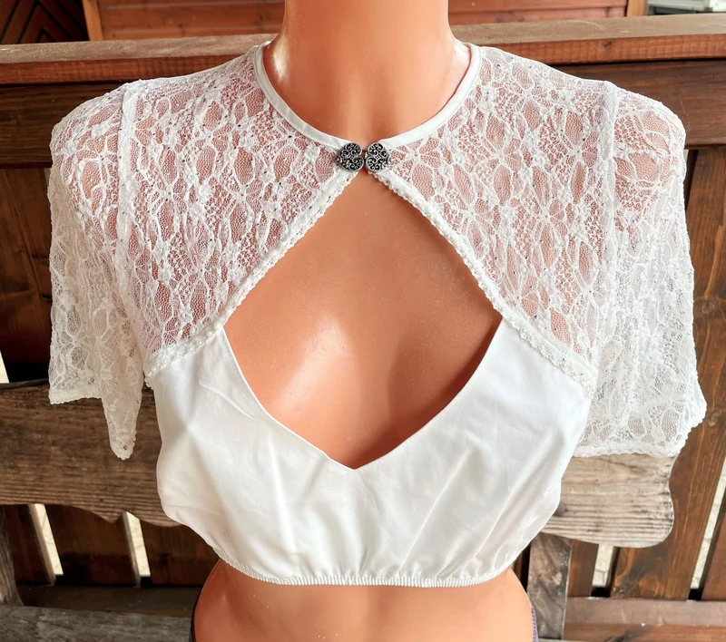 Dirndlbluse Krüger Collections, Hanna, ecru, kurzarm