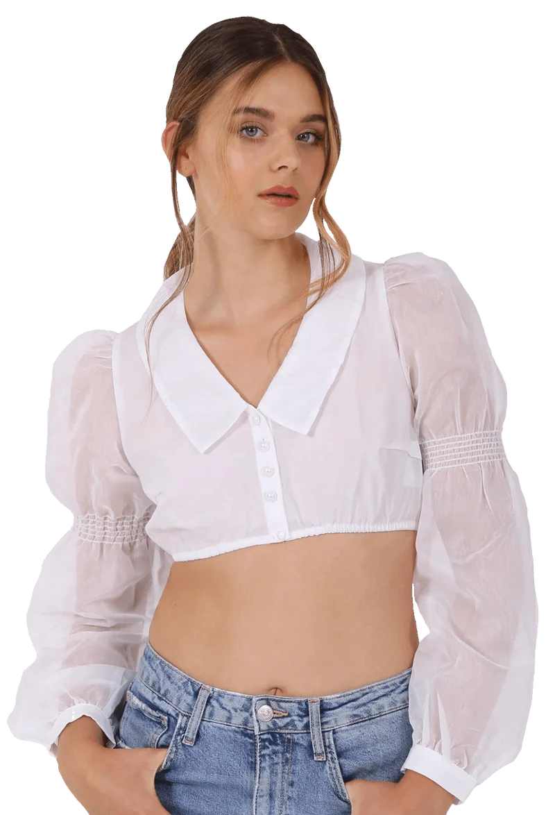 Dirndlbluse Krüger Collection, Porcelaine, langarm, ecru, Gr. 38