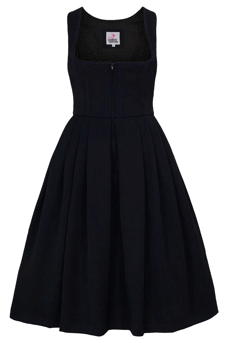 Midi-Dirndl ohne Schürze unifarben - marine