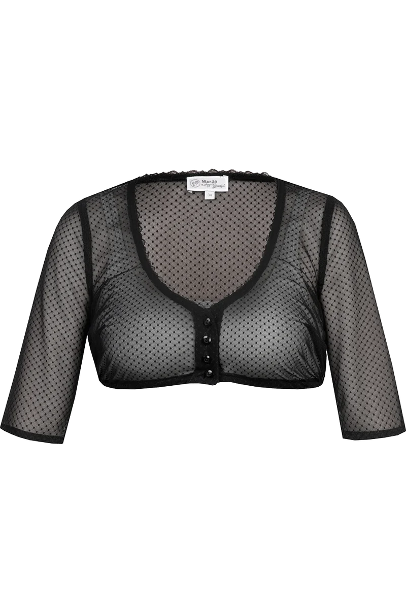 Dirndlbluse transparent mit halblangen Ärmeln - schwarz