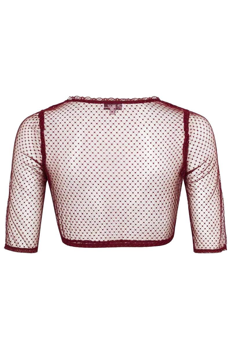 Dirndlbluse transparent mit halblangen Ärmeln - bordeaux