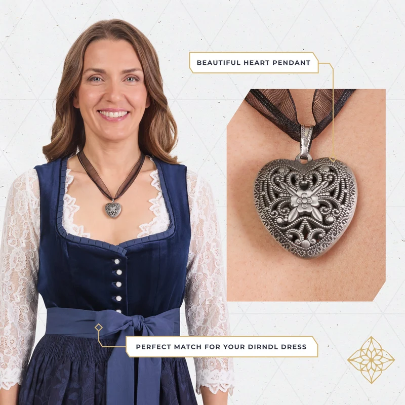 Organza Heart Necklace Black