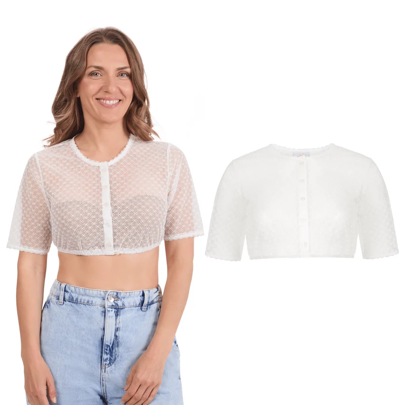 Dirndl Blouse Short Sleeve White Lace