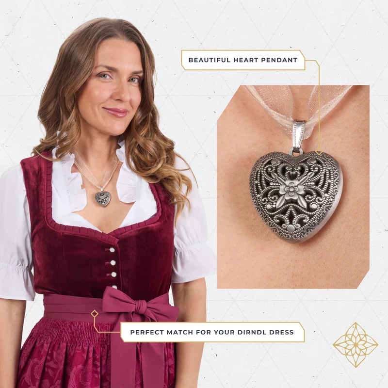 Organza Heart Necklace Gold