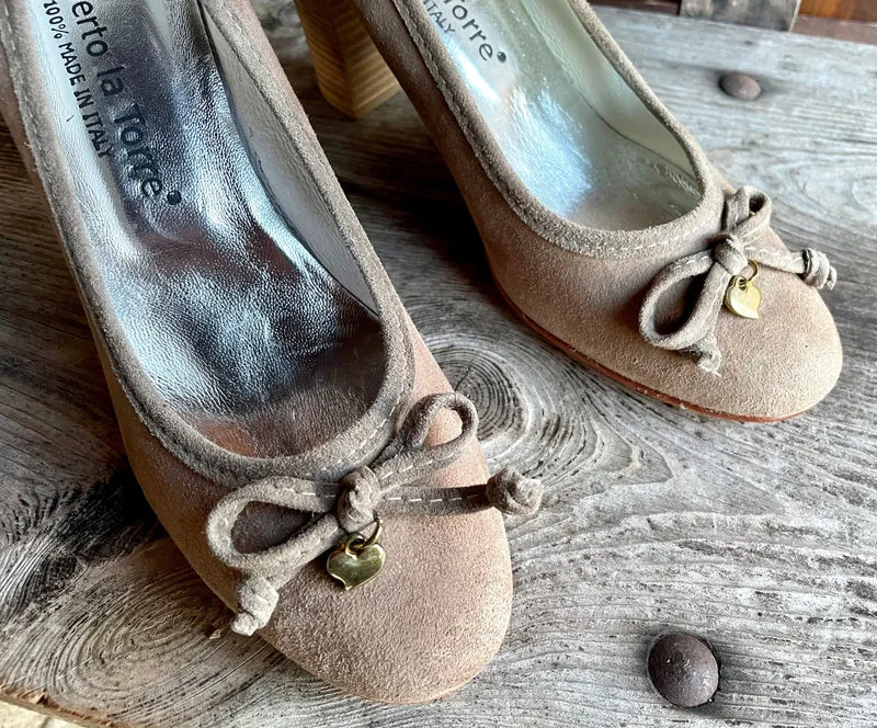 Pumps, Alberto la Torre, Schuhe, Velourleder, beige, taupe, Gr. 37 2. Wahl!