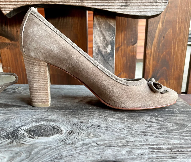 Pumps, Alberto la Torre, Schuhe, Velourleder, beige, taupe, Gr. 37 2. Wahl!