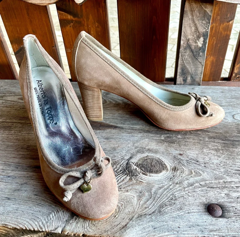 Pumps, Alberto la Torre, Schuhe, Velourleder, beige, taupe, Gr. 37 2. Wahl!