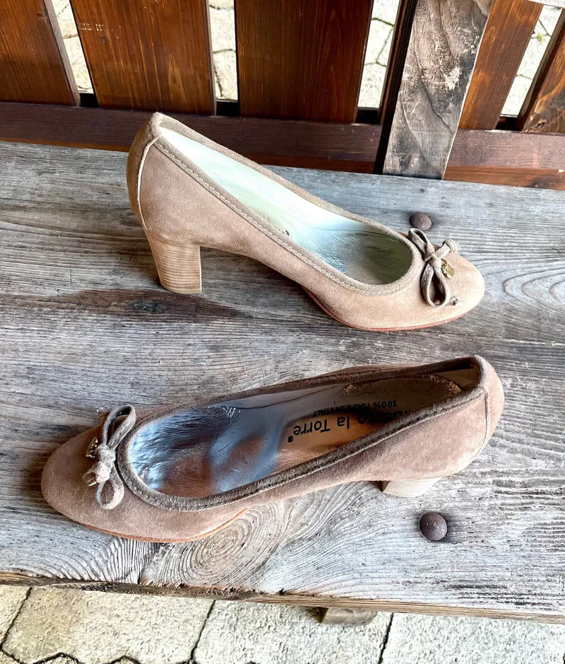 Pumps, Alberto la Torre, Schuhe, Velourleder, beige, taupe, Gr. 37 2. Wahl!
