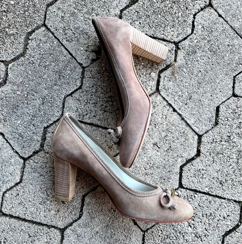 Pumps, Alberto la Torre, Schuhe, Velourleder, beige, taupe, Gr. 37 2. Wahl!