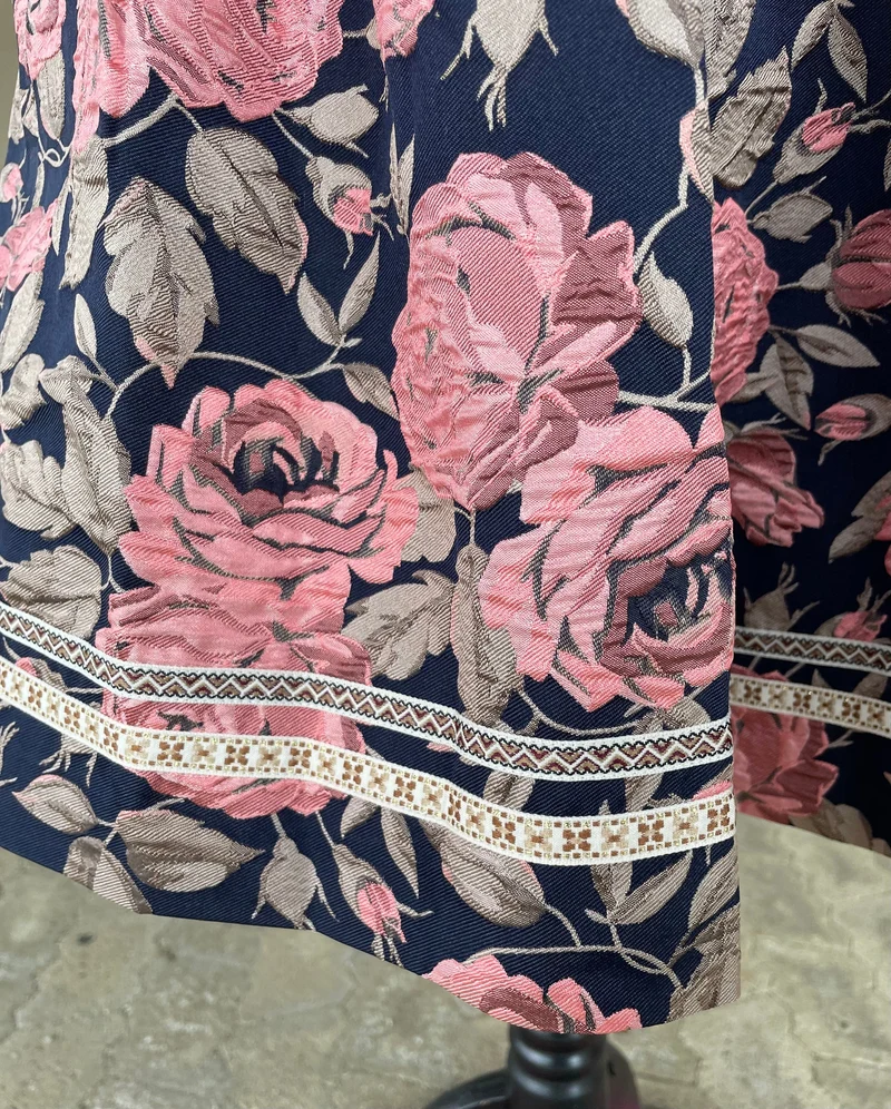 Trachten Rock Midi, Casey marine, rosa Krüger Collections 60 cm, Gr. 46