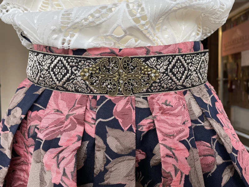 Trachten Rock Midi, Casey marine, rosa Krüger Collections 60 cm, Gr. 46