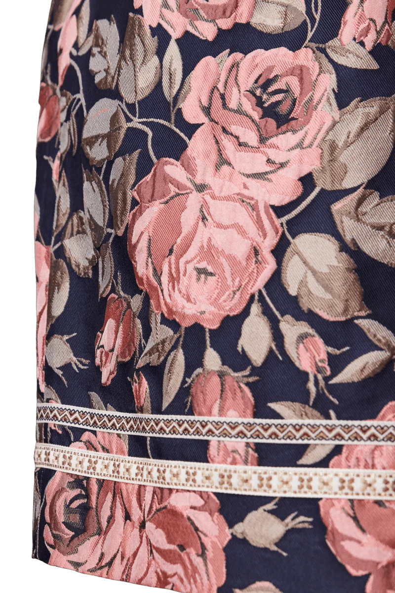 Trachten Rock Midi, Casey marine, rosa Krüger Collections 60 cm, Gr. 46