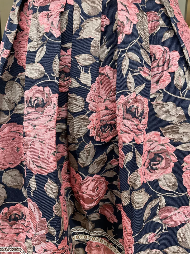 Trachten Rock Midi, Casey marine, rosa Krüger Collections 60 cm, Gr. 46