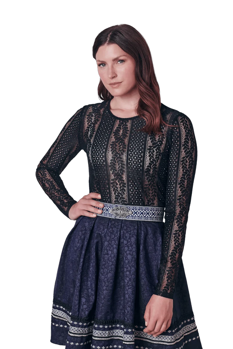 Trachtenbluse, Trachtenbluse, Krüger, schwarz, Cornelia