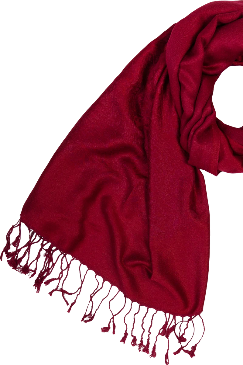 Damen Tuch im Pashmina-Stil mit Muster - weinrot
