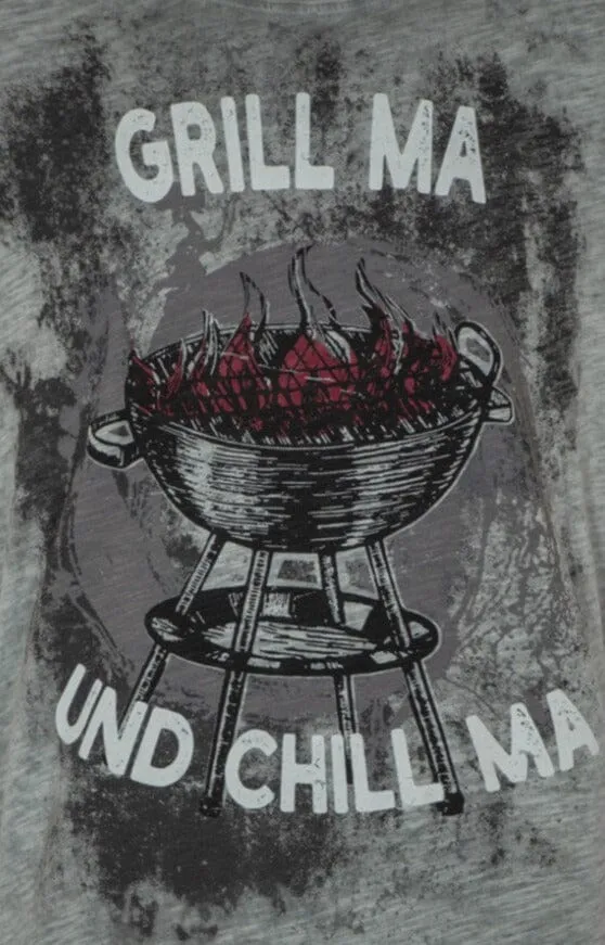 Herrenshirt, Trachten Shirt, HangOwear, Grill & Chill, grau Übergröße