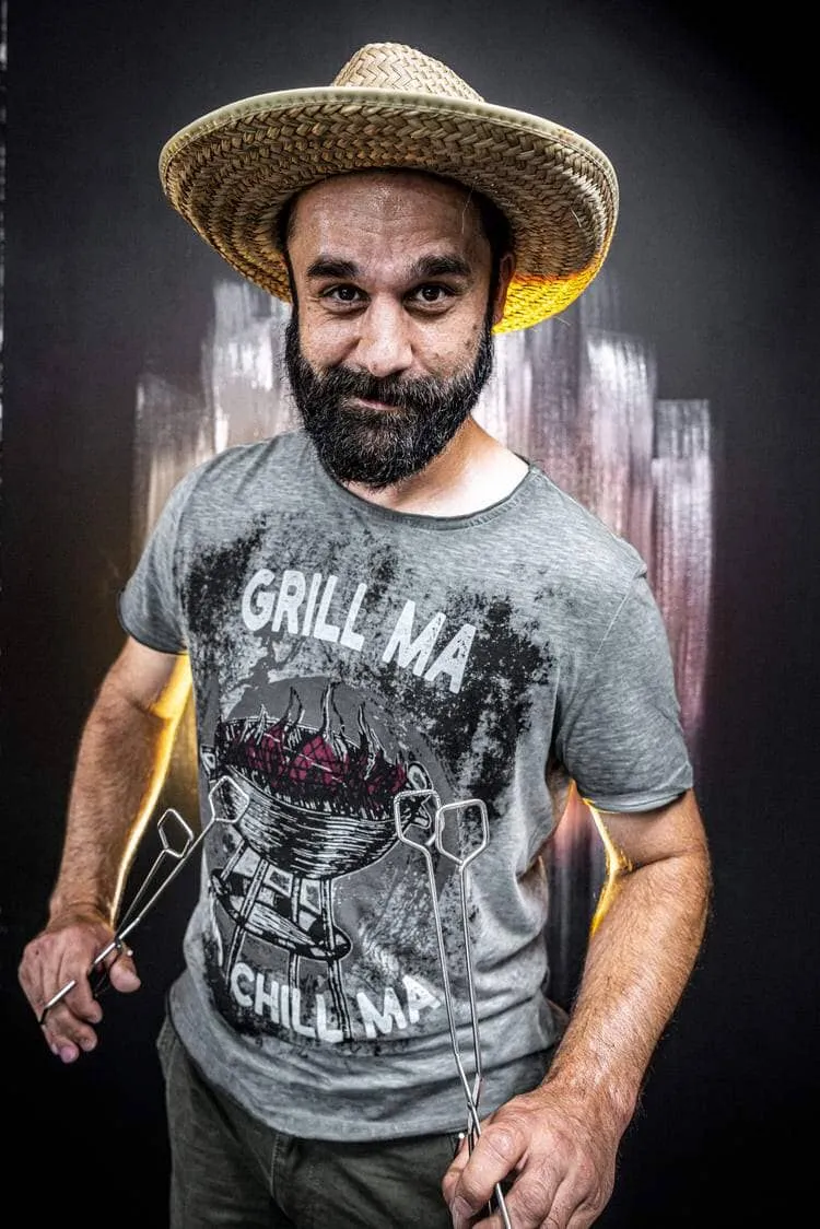 Herrenshirt, Trachten Shirt, HangOwear, Grill & Chill, grau Übergröße