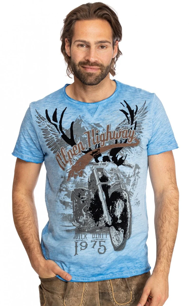 Herrenshirt, Trachten Shirt, HangOwear, Till, blau, AR, Übergröße