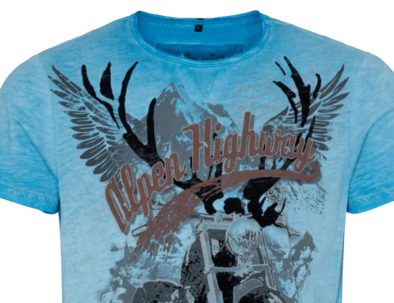 Herrenshirt, Trachten Shirt, HangOwear, Till, blau, AR, Übergröße