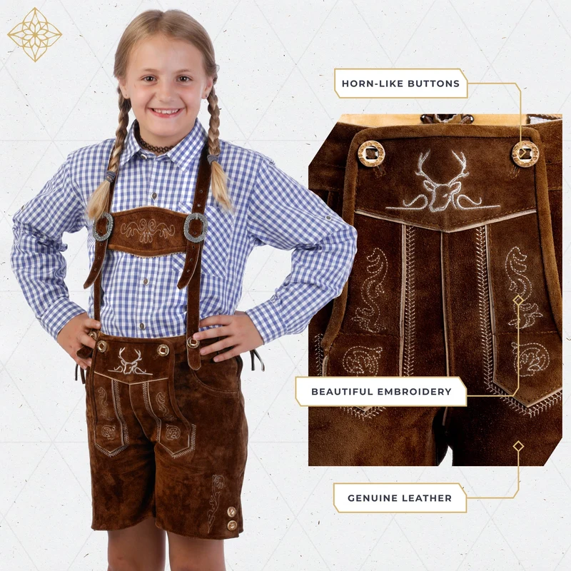 Kids Lederhosen Dark Brown