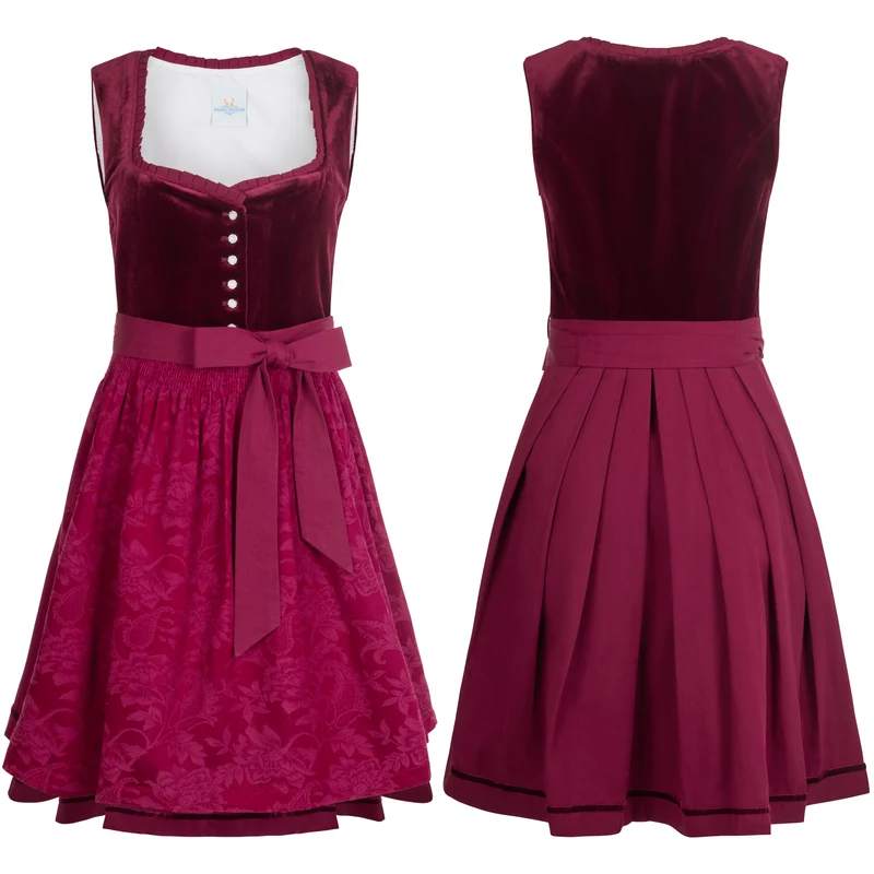 German Dirndl Dress Burgundy Velvet