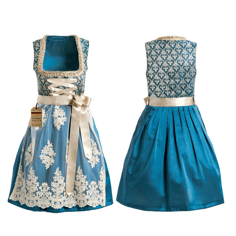 German Dirndl Dress Blue Gold