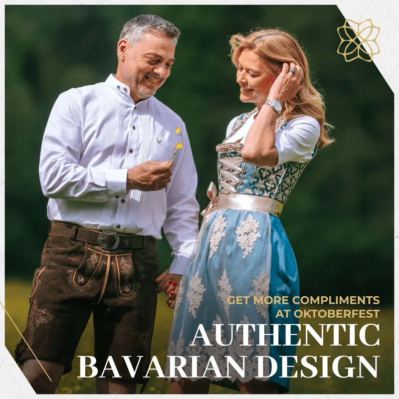 German Dirndl Dress Blue Gold