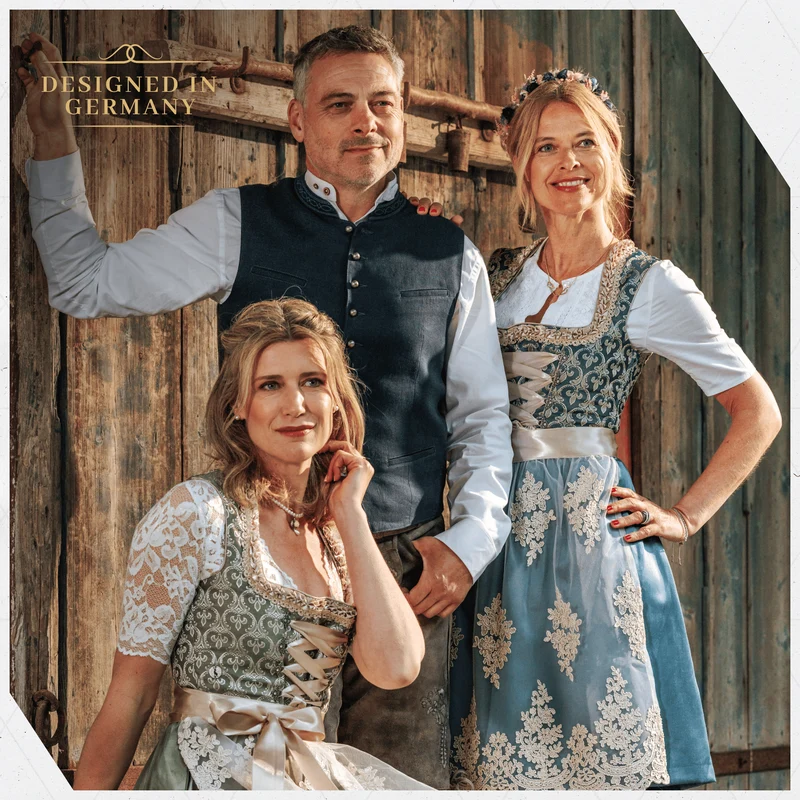 German Dirndl Dress Blue Gold