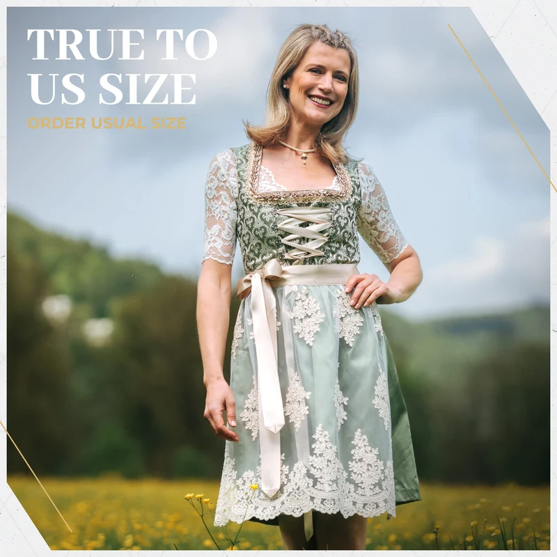German Dirndl Dress Green Gold