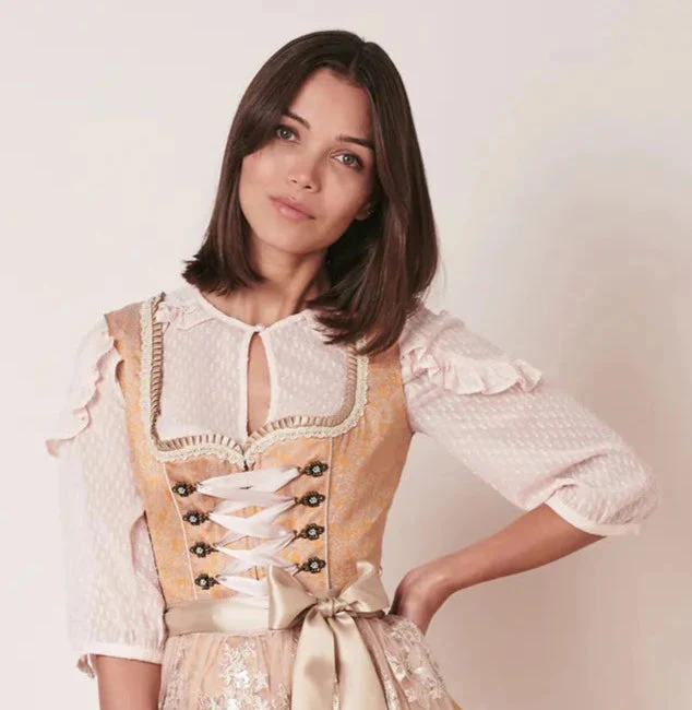 Dirndlbluse Krüger Collection, Darlin, hochgeschlossen, 3/4 Arm, rosa