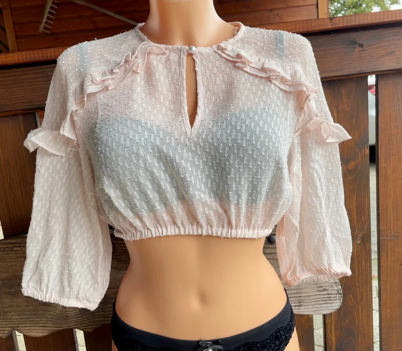 Dirndlbluse Krüger Collection, Darlin, hochgeschlossen, 3/4 Arm, rosa