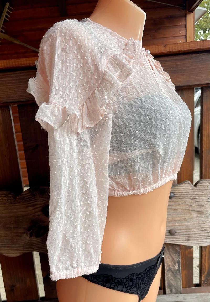 Dirndlbluse Krüger Collection, Darlin, hochgeschlossen, 3/4 Arm, rosa