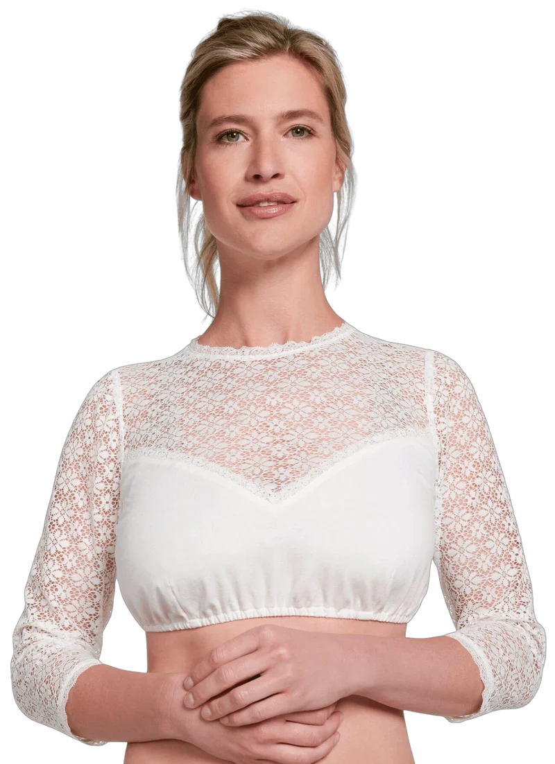 Dirndlbluse, Spieth & Wensky, hochgeschlossen, Wenda, offwhite