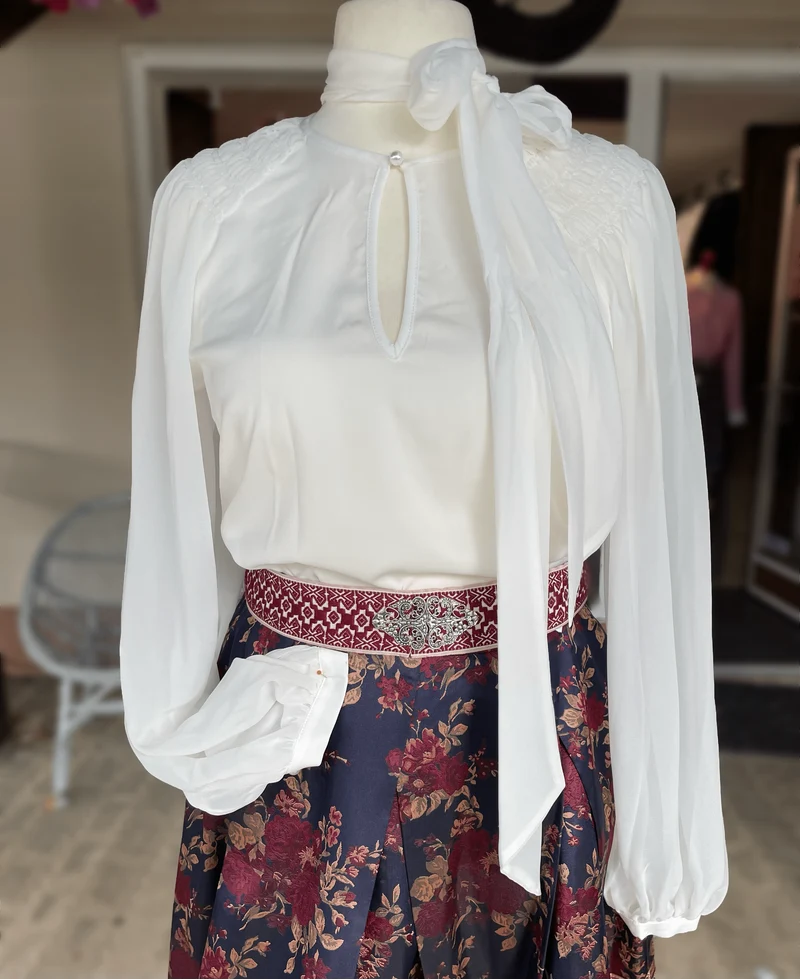Trachtenbluse, Krüger Collections, Langarm, Beatrice, ecru