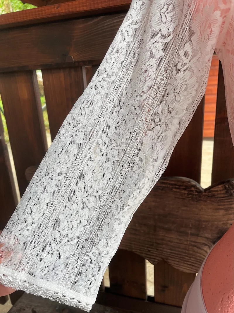 Dirndlbluse Krüger Collection, Katalina, Spitze, hochgeschlossen, 3/4 Arm, ecru