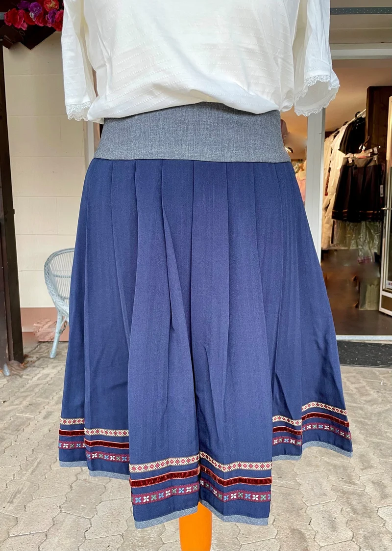 Trachten Rock Midi 60 cm, Wilke, dunkelblau grau, Spieth & Wensky