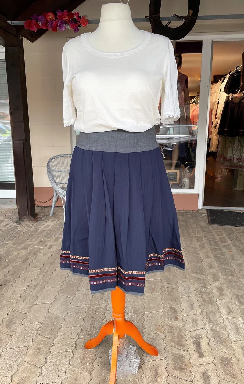 Trachten Rock Midi 60 cm, Wilke, dunkelblau grau, Spieth & Wensky