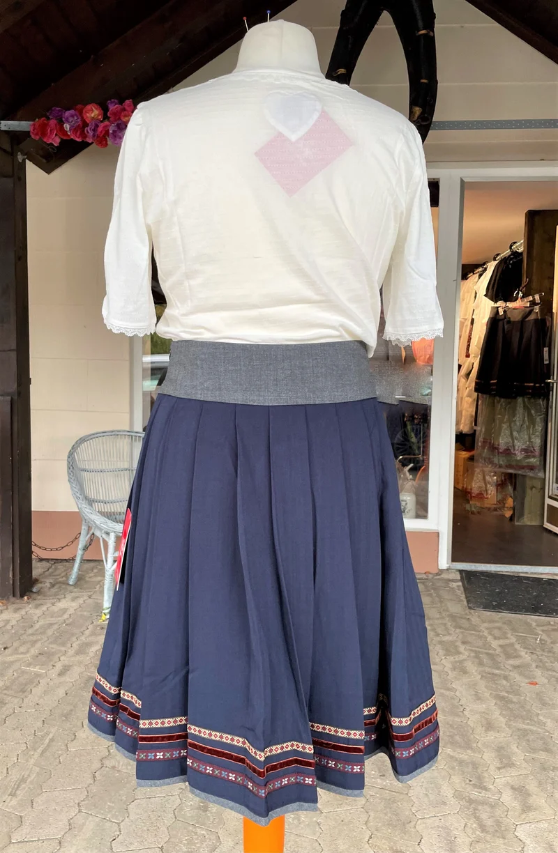 Trachten Rock Midi 60 cm, Wilke, dunkelblau grau, Spieth & Wensky