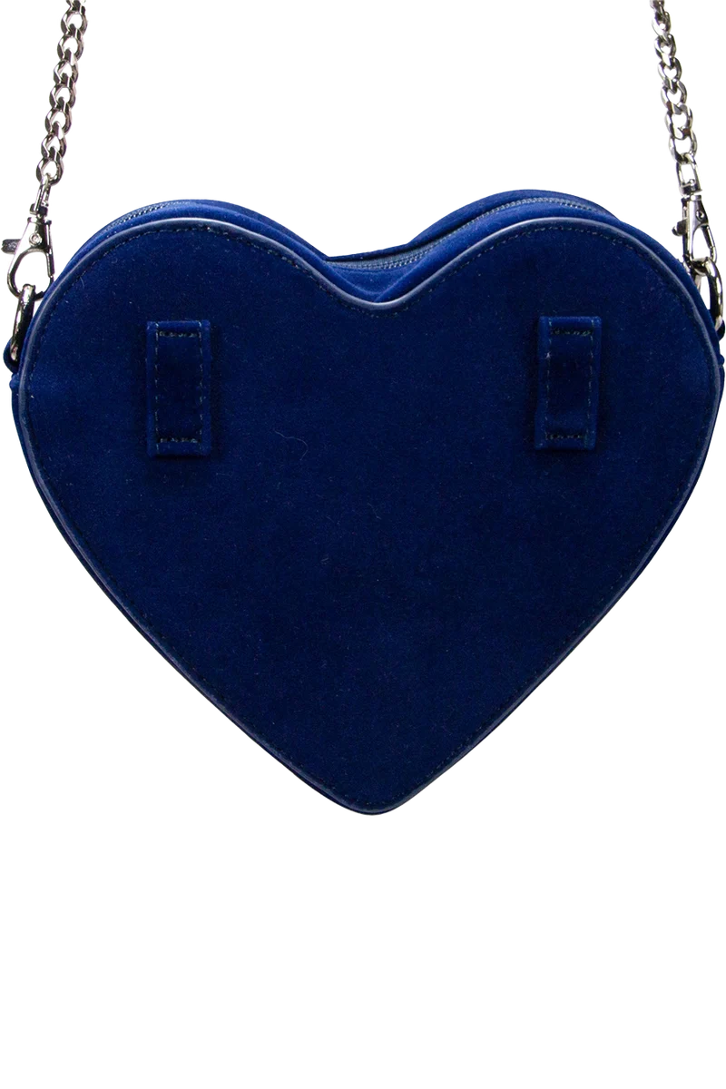 Damen Trachtentasche in Herzform mit Strasssteinen - blau