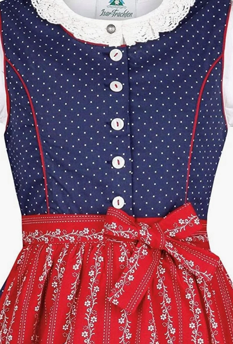 Kinderdirndl Madl, Isar Trachten blau, rot klassisch