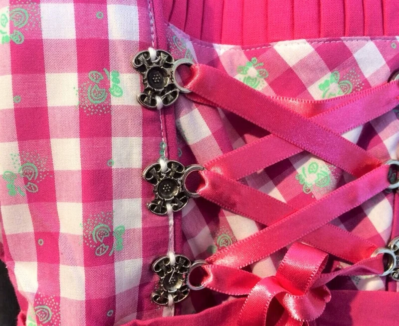 Kinderdirndl Madl, Isar Trachten rosa pink kariert, lang