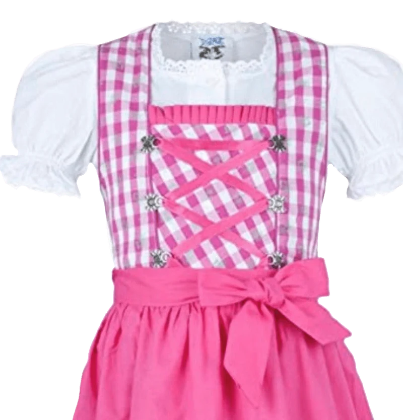 Kinderdirndl Madl, Isar Trachten rosa pink kariert, lang
