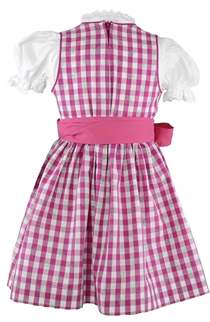 Kinderdirndl Madl, Isar Trachten rosa pink kariert, lang