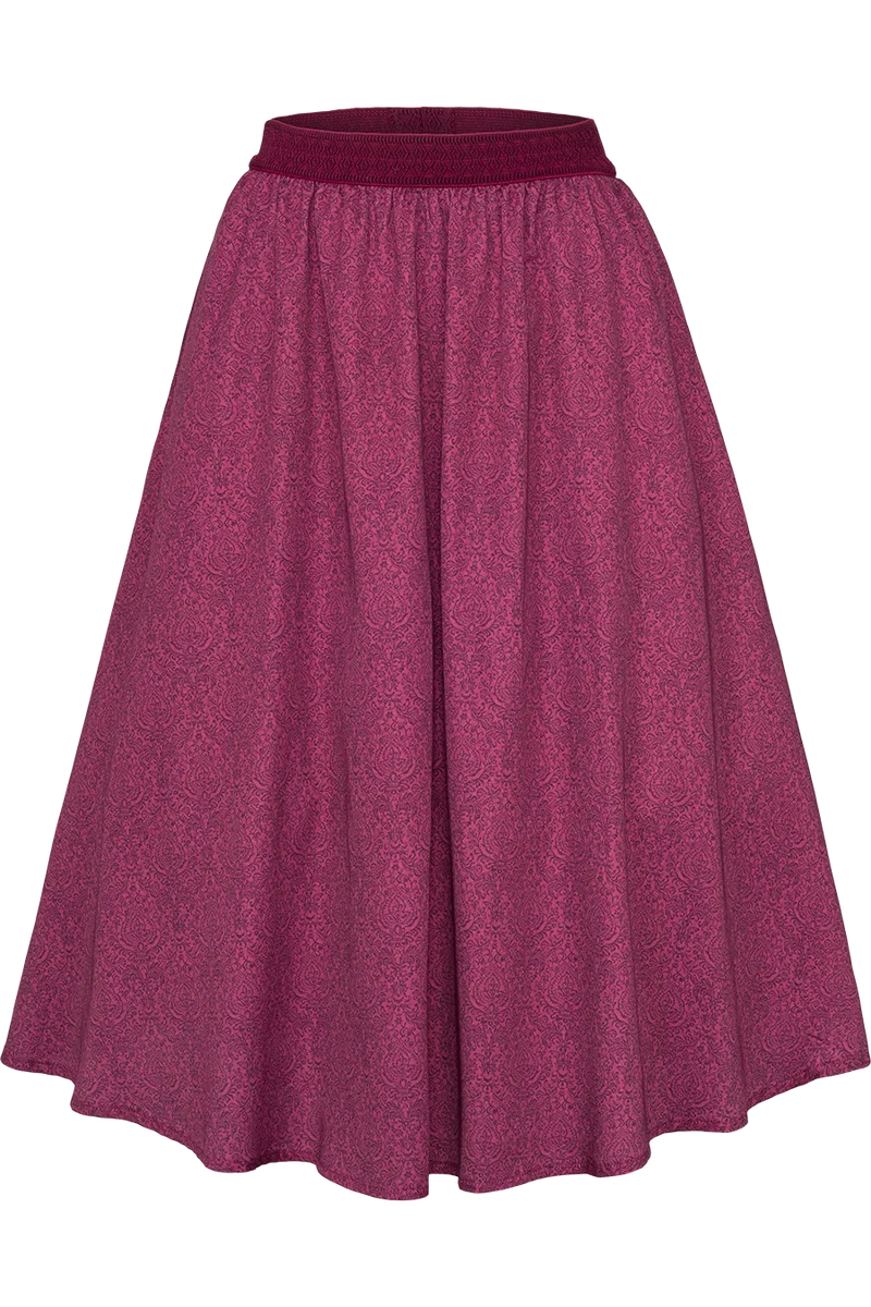 Trachtenrock Midi mit floralem Ornamentdruck - beere