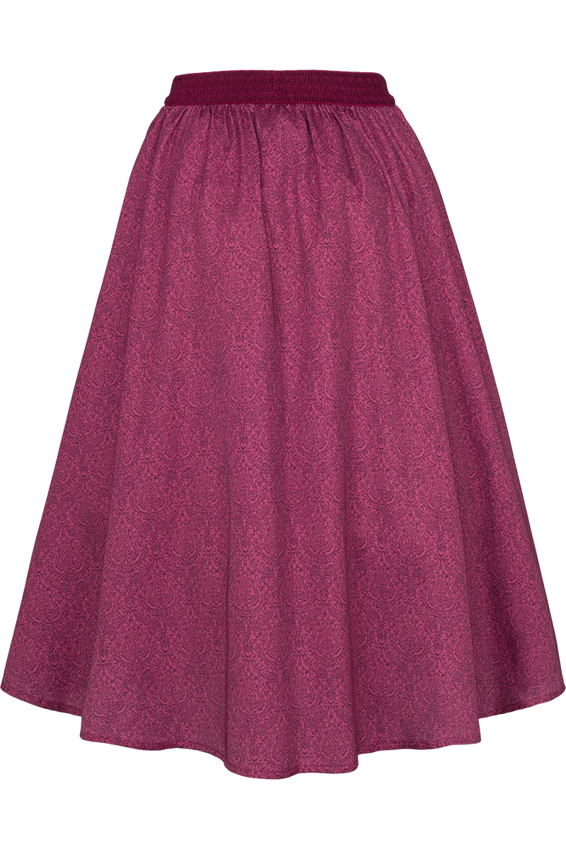 Trachtenrock Midi mit floralem Ornamentdruck - beere