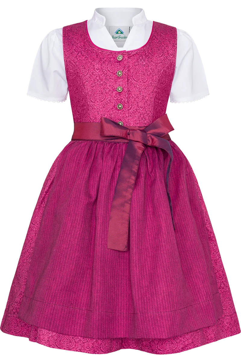 Mädchen Baumwolldirndl floral bedruckt mit Bluse - pink