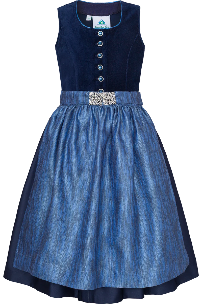 Mädchen Kinderdirndl mit Samtoberteil - blau